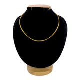 Stylish Gold Plated Unisex Thin Curb Link Chain displayed on a jewelry bust, showcasing its elegant design.