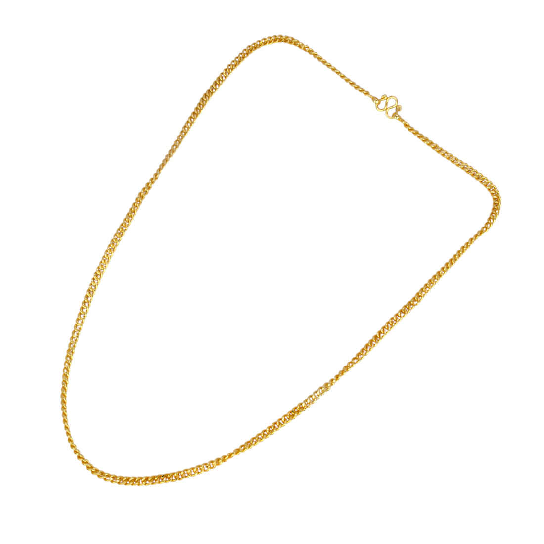 Stylish Gold Plated Unisex Thin Curb Link Chain against a white background showcasing its shine and design.