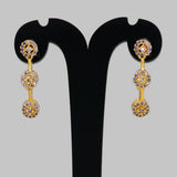 Stylish Gold-Plated Triple Floral CZ Drop Earrings