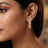 Stylish Golden Oval Stone Drop Earrings