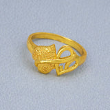 Textured Gold Plated Double Heart Finger Ring