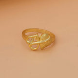 Textured Gold Plated Double Heart Finger Ring