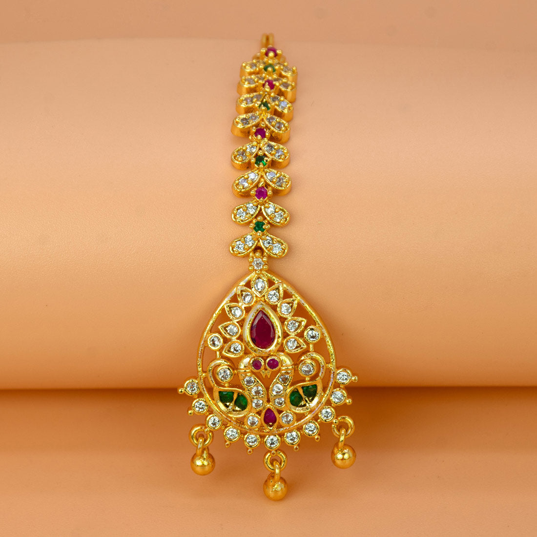 Traditional-Gold-Plated-CZ-Peacock-Maang-Tikka