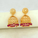 Pink-Beads-Jhumka-Earrings