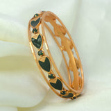 Antique Gold Plated Gopi Green Enamel Stone Bangle