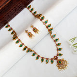 Antique Green Stone Mango Long Necklace Set