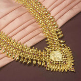 Traditional Broad Mango Ruby Bridal Long Necklace with Pendant