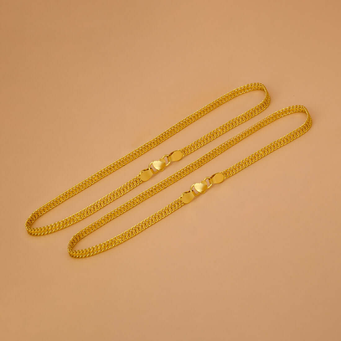 Trendy Gold Plated Flat Double Link Anklets Payal