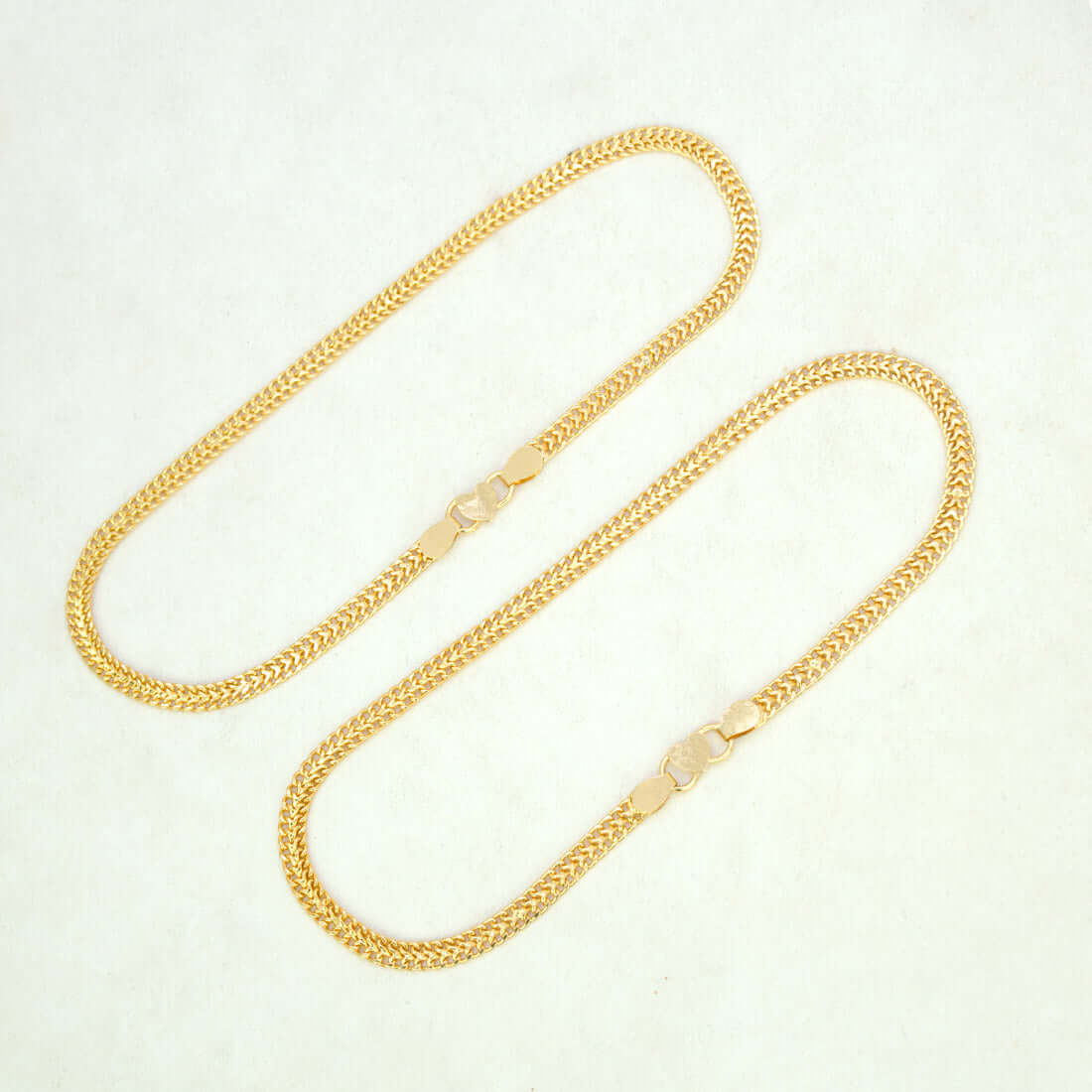 Trendy Gold Plated Flat Double Link Anklets Payal