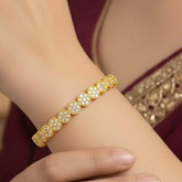 Trendy Round Floral Design CZ Bangle