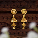 Trendy Two-Step Gold-Plated Floral Jhumka Earrings