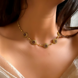 ട്രെൻഡി ആന്റിക് ഫിനിഷ് കെമ്പ് ഫ്ലോറൽ ചോക്കർ സെറ്റ്