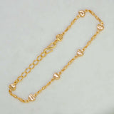 Delicate Gold Plated Twisted Chain Hearts Bracelet