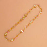 Delicate Gold Plated Twisted Chain Hearts Bracelet