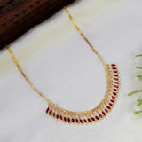 Two Line Box Chain Leaf Stone Drop Necklace