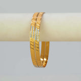 Diagonal Textured Two-Tone Gold & Rhodium Bangles