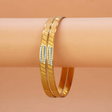 Diagonal Textured Two-Tone Gold & Rhodium Bangles