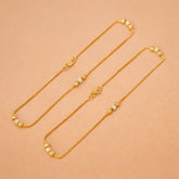 Dual Tone Triple Designer Beads Box Chain Anklets