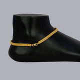 Premium Gold Plated Thick Urvasi Anklets shown on a display foot, showcasing a secure clasp and elegant flat design.