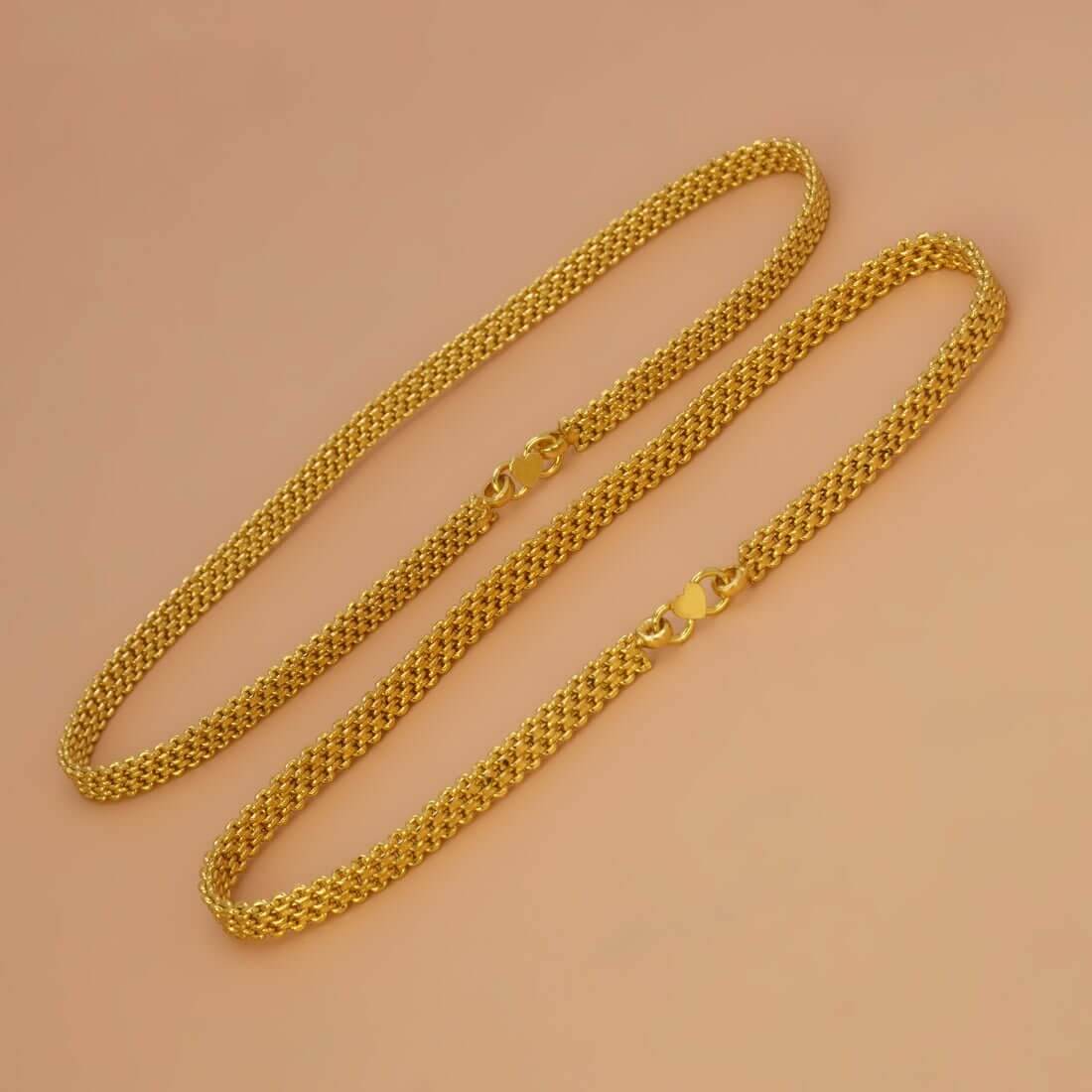 Premium Gold Plated Thick Urvasi Anklets for women, featuring a sturdy flat pattern and secure clasp.
