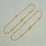 Very Delicate Thin Gold Plated Two Tone Beads Anklets