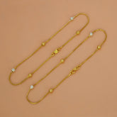 Very Delicate Thin Gold Plated Two Tone Beads Anklets