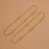 Very Delicate Thin Gold Plated Two Tone Beads Anklets