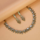 Victorian Antique Gold Finish CZ Necklace Set