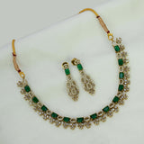 Victorian Antique Gold Finish CZ Necklace Set - Emerald- CZ