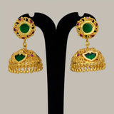 Stunning Gold Plated Ruby Palakka Jhumka Earrings