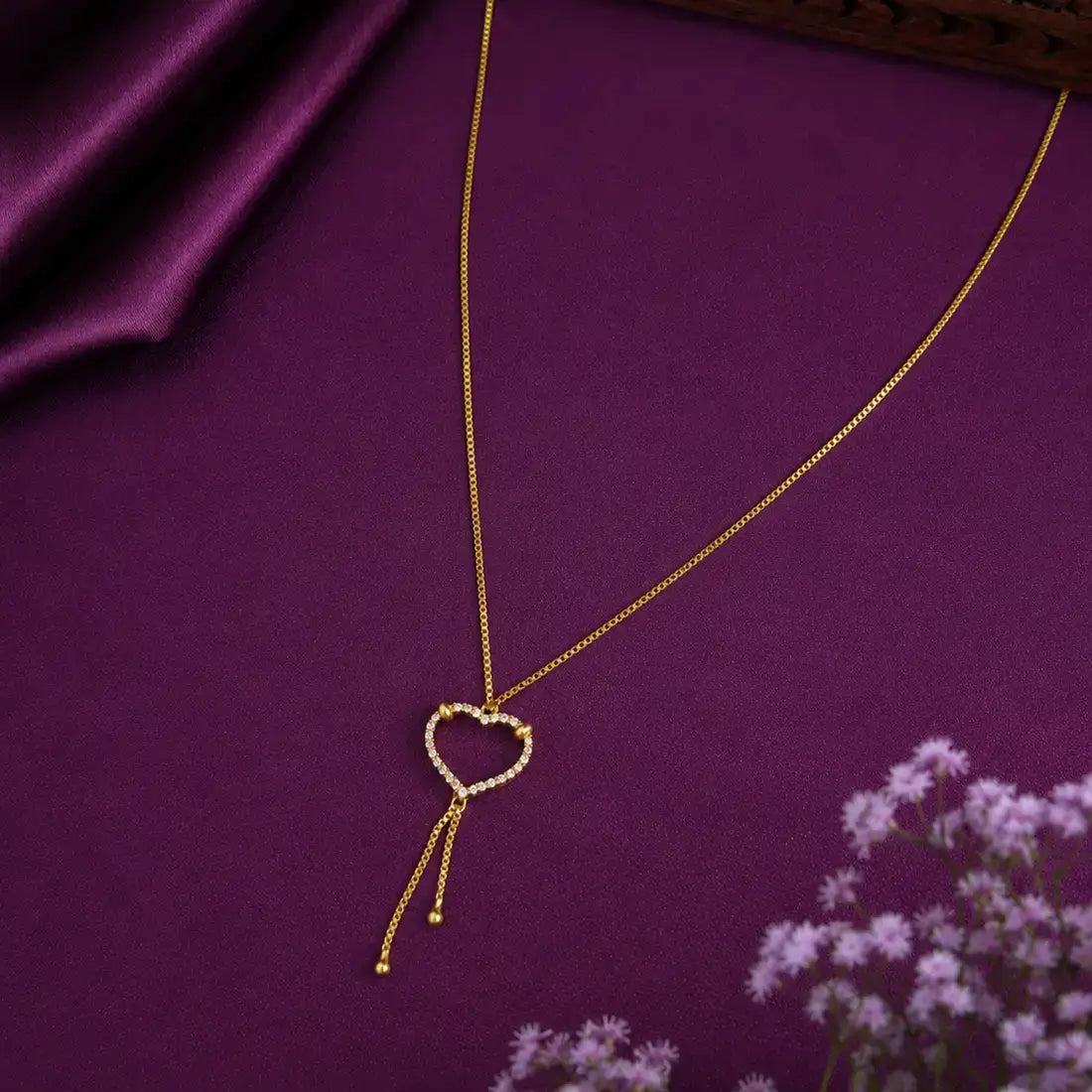 Gold Plated CZ Stone Heart Pendant Necklace