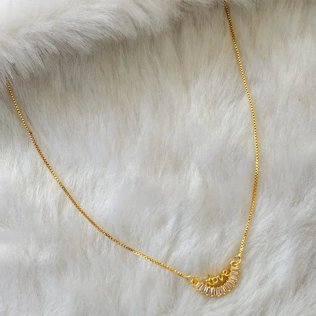 Simple Gold Plated Chain With CZ Love Pendant