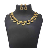 AD Blue Sapphire Floral Chandbali Necklace Set with gold-plated intricate design and matching earrings.