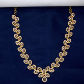 Alluring Gold Plated CZ Leaf Necklace - KSupreme