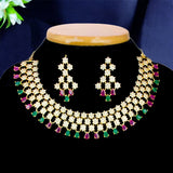 Alluring Premium Ruby Emerald CZ Star Necklace Set - KSupreme