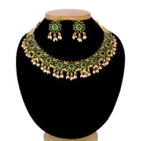 Antique Big Floral Kemp and Pearls Necklace Set - K Supreme
