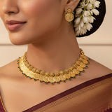 Antique Floral Design Lakshmi Coin Necklace Set - K Supreme