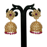 Antique Gold Plated Beads Hanging Kundan Jhumka Earrings - KSupreme