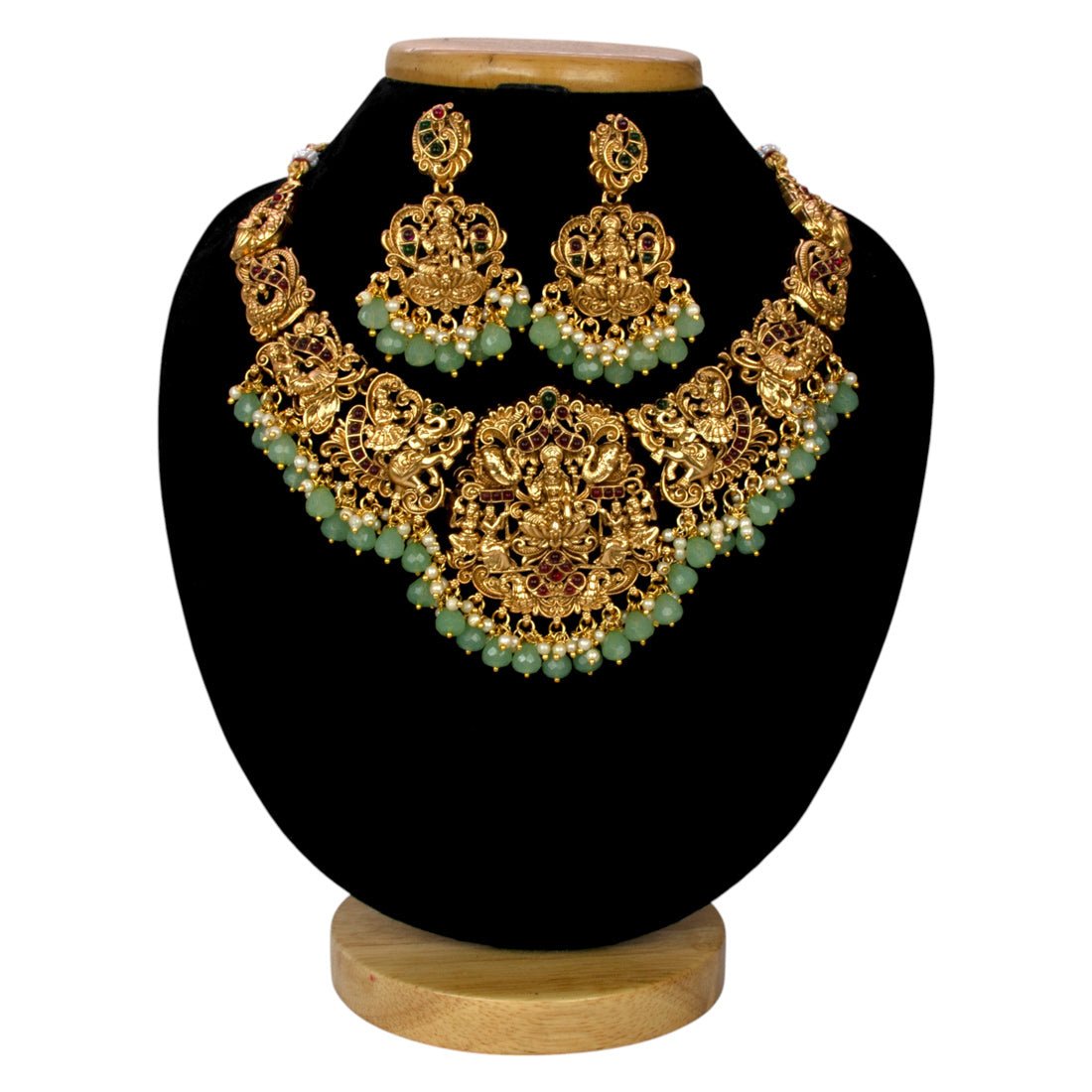 Antique Gold - Plated Lakshmi Temple Necklace Set - KSupreme