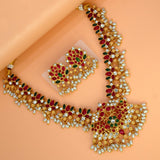 प्राचीन स्वर्ण मढ़ित बहुरंगी केम्प लोटस हार सेट