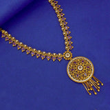 Antique Gold - Plated Ruby Circular Pendant Necklace - K Supreme