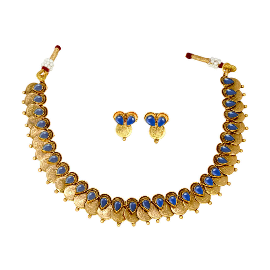 Antique Kemp Teardrop Lakshmi Coin Necklace Set - K Supreme