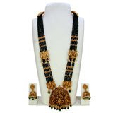 Antique Lakshmi Dark Green Beaded Long Haram Set - K Supreme