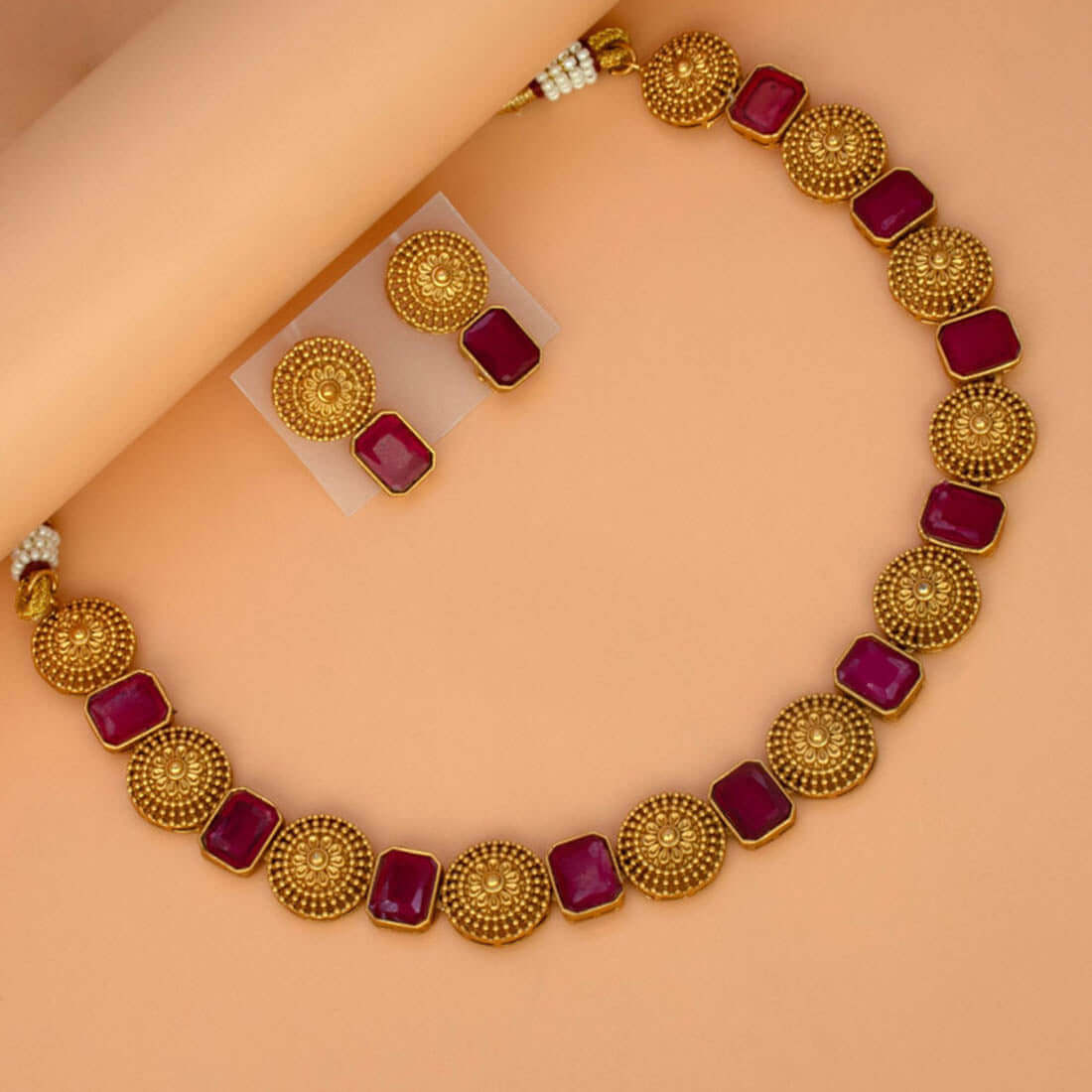 antique-matte-elegant-floral-square-stone-sufi-necklace-set