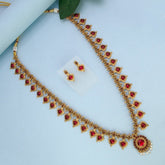 Antique Matte Imitation Palakka Long Chain Set - KSupreme