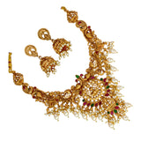 प्राचीन मोर लक्ष्मी केम्प पर्ल ब्रॉड चोकर सेट