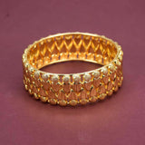 Gold Plated Designer Broad Heart Bangle