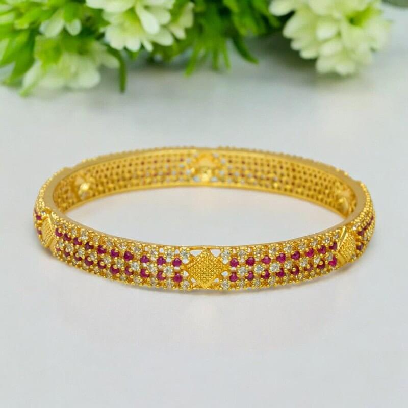 Beautiful Gold Plated Ruby CZ Stone Bangle - K Supreme
