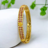 Beautiful Gold Plated Ruby CZ Stone Bangle - K Supreme