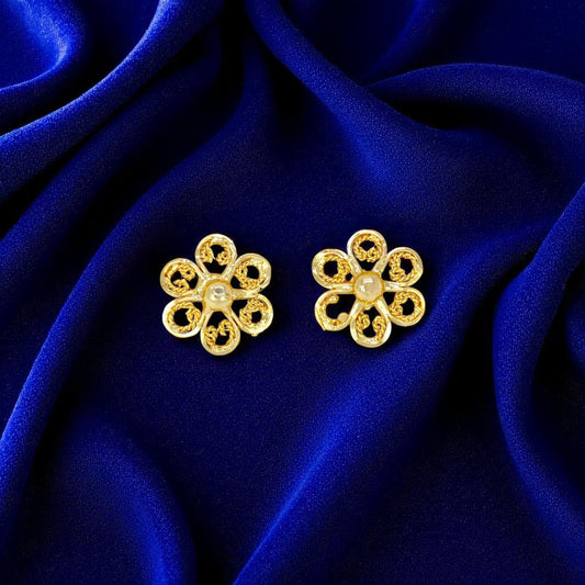 Big Floral Designer Gold Plated Studs Earrings - K Supreme